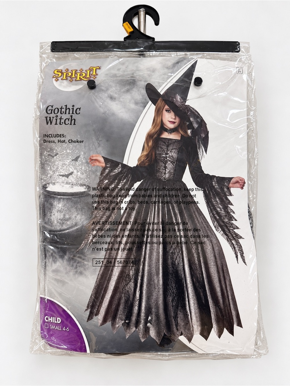 Spirit Gothic Witch Costume for Kids - Black, small